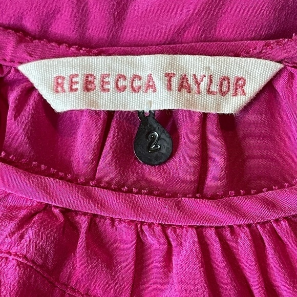 Rebecca Taylor Pink Silk Babydoll Blouse Y2K size small (2) short sleeves - Picture 14 of 14
